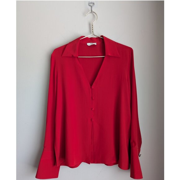 Fendi Embroidered button down shirt in red silk crepe de chine - Picture 7 of 16